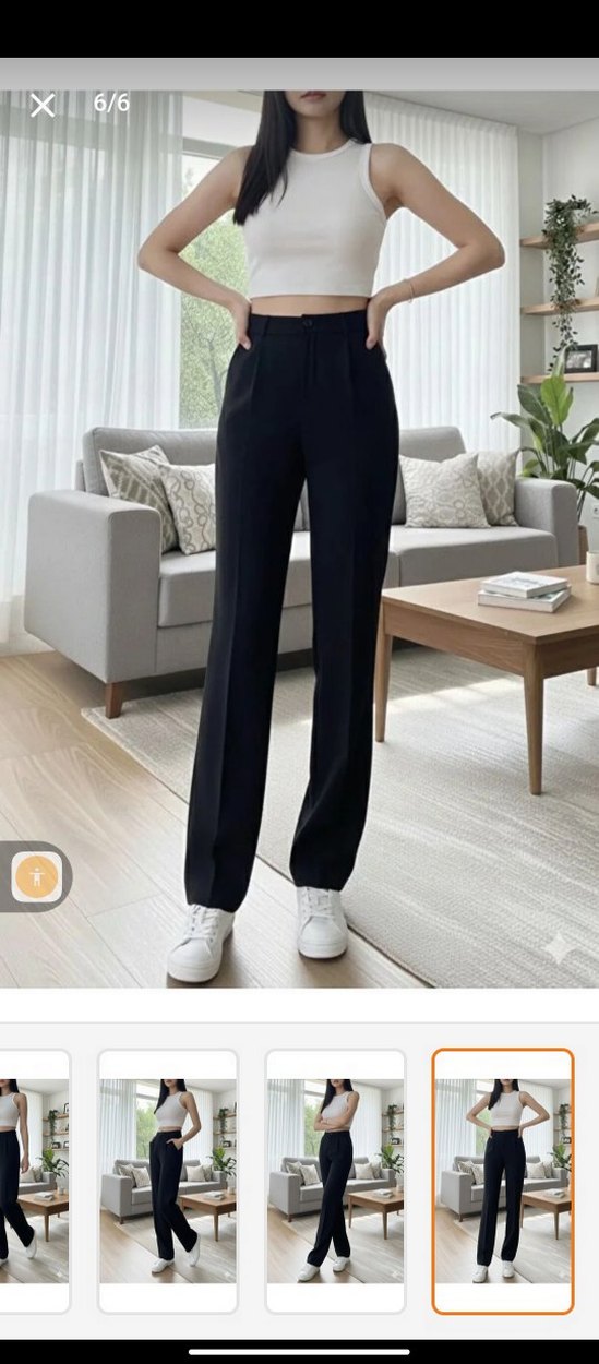 Siyah Midi Kumaş Kadın Pantolon - Görsel 3