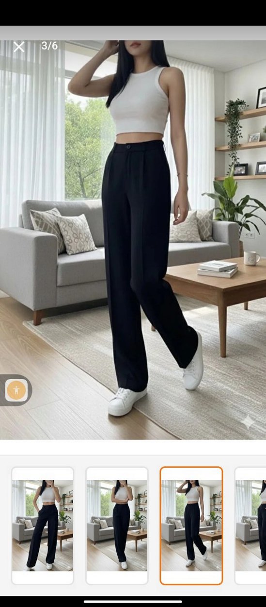 Siyah Midi Kumaş Kadın Pantolon - Görsel 2