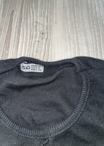 Düğmeli Siyah Kadın Crop Top - Görsel 2