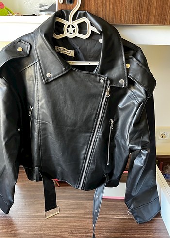 Derimod Sehirli Siyah Deri Biker Ceket