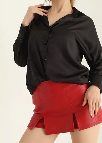 Düğmeli saten gömlek - Görsel 2