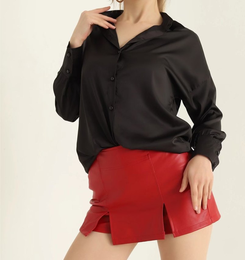 Düğmeli saten gömlek - Görsel 2