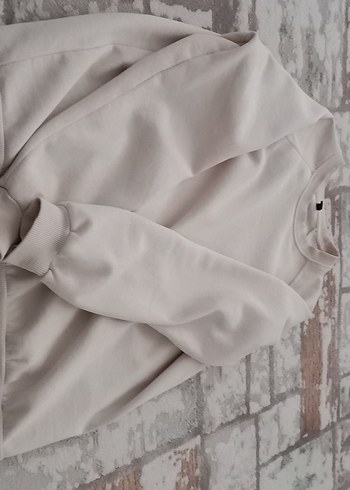 Kadın bej Bisiklet Yaka Rahat Sweatshirt - Görsel 3