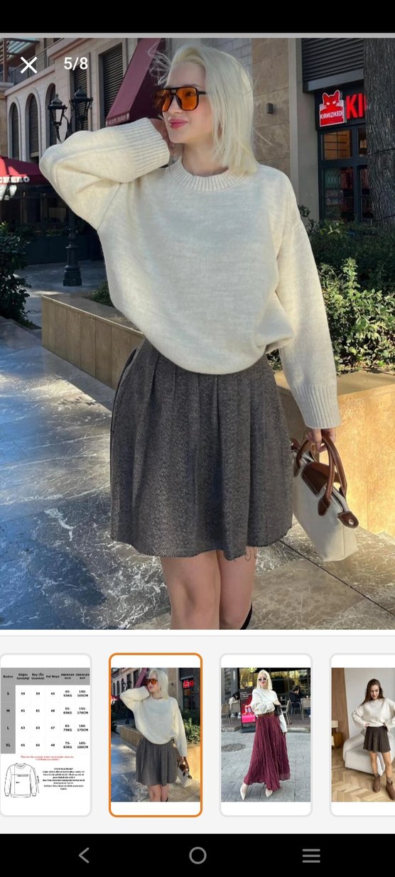 Beyaz Triko Salaş Kadın Kazak - Görsel 2