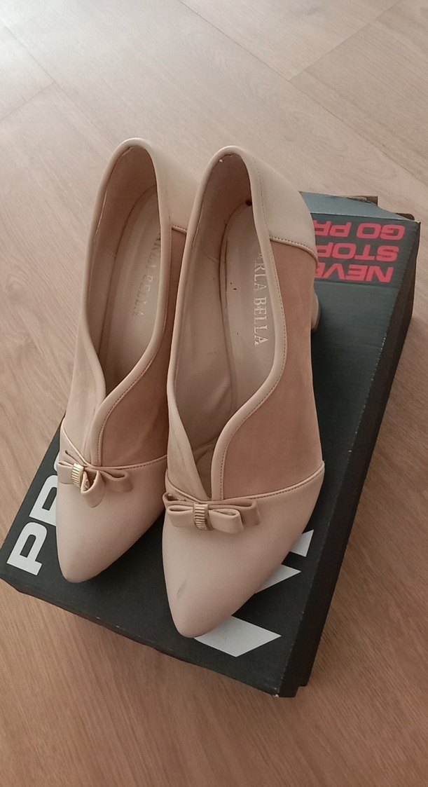 Bej Fiyonklu Yüksek Topuklu Stiletto - Görsel 2