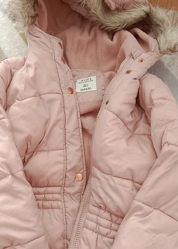 Düğmeli Pudra Kız Çocuk mont - Görsel 4