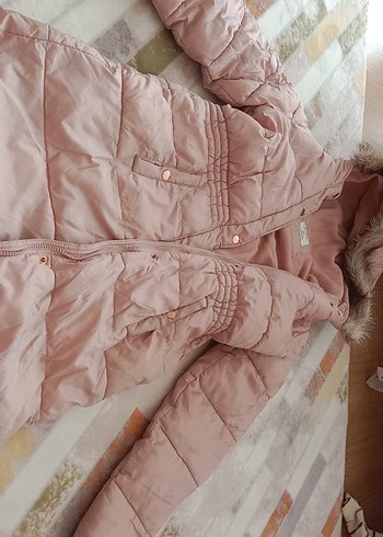 Düğmeli Pudra Kız Çocuk mont - Görsel 2