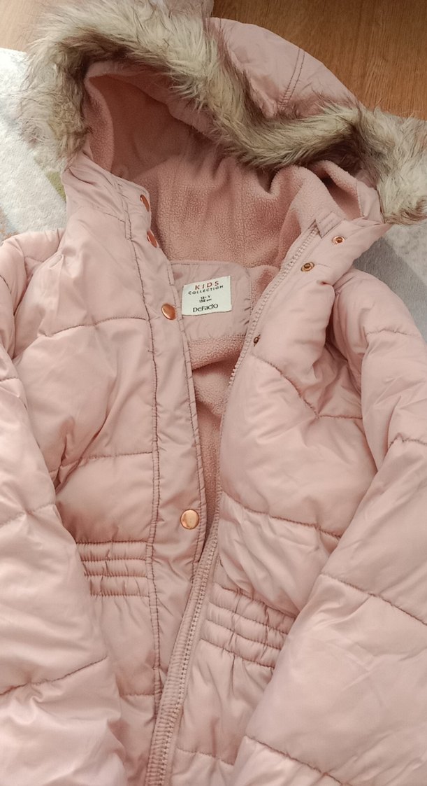 Düğmeli Pudra Kız Çocuk mont - Görsel 4