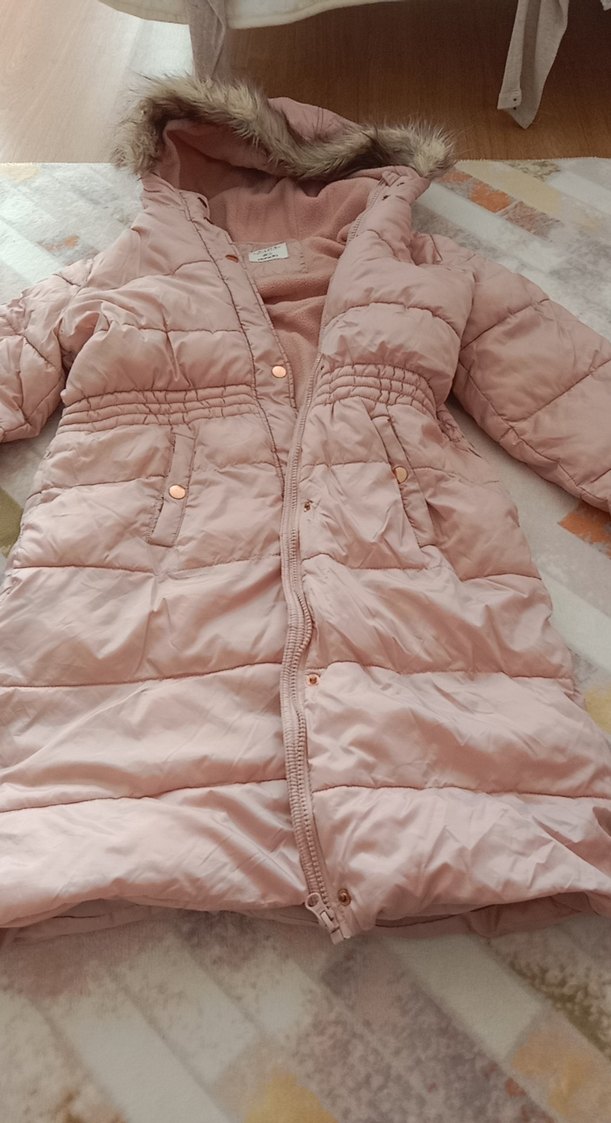 Düğmeli Pudra Kız Çocuk mont - Görsel 3