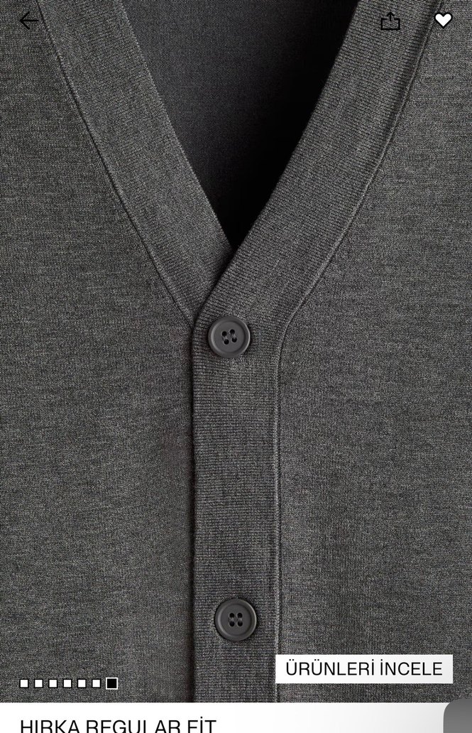 H&M Gri Düğmeli Regular V Yaka Erkek Hırka - Görsel 2