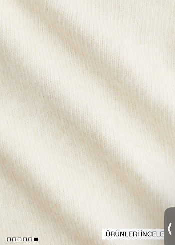 H&M Krem Yünlü Polo Yaka Kadın Kazak - Görsel 3