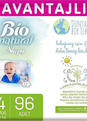 Sıfır paket..Sleepy bio natural..4 numara 96 li adet
