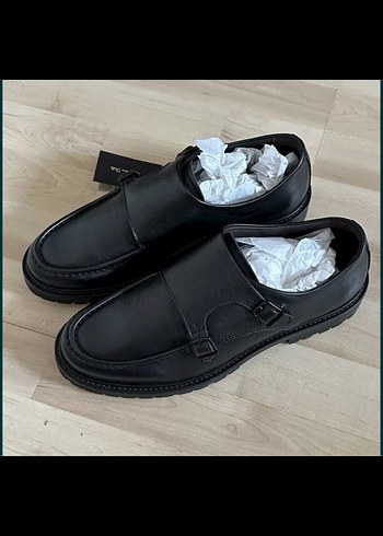 Massimo Dutti Siyah Deri Tokalı Klasik Erkek Ayakkabısı - Görsel 5