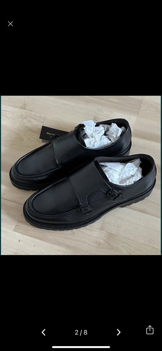 Massimo Dutti Siyah Deri Tokalı Klasik Erkek Ayakkabısı - Görsel 5