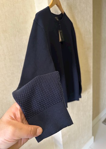 Massimo Dutti Erkek Lacivert Örgü Bisiklet Yaka Kazak - Görsel 6