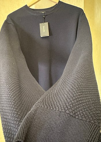 Massimo Dutti Erkek Lacivert Örgü Bisiklet Yaka Kazak - Görsel 3