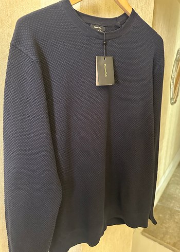 Massimo Dutti Erkek Lacivert Örgü Bisiklet Yaka Kazak - Görsel 4