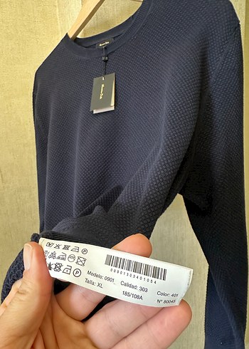 Massimo Dutti Erkek Lacivert Örgü Bisiklet Yaka Kazak - Görsel 2