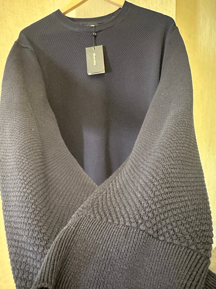 Massimo Dutti Erkek Lacivert Örgü Bisiklet Yaka Kazak - Görsel 3