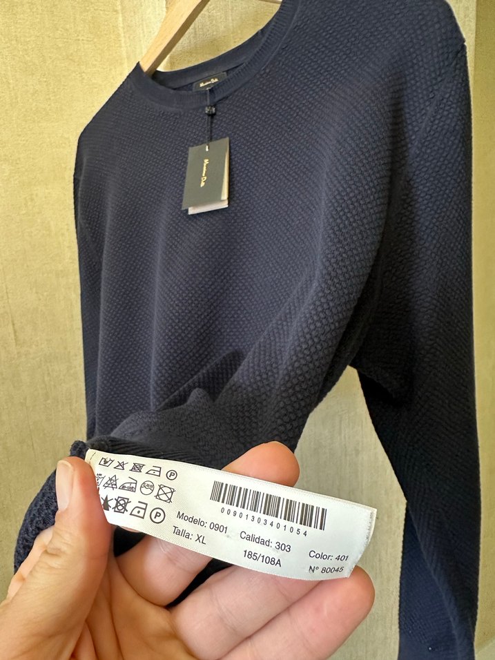 Massimo Dutti Erkek Lacivert Örgü Bisiklet Yaka Kazak - Görsel 2