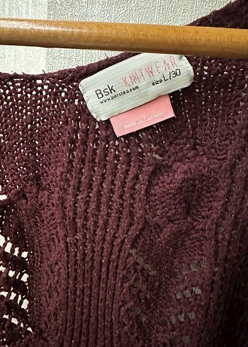 Bordo Bohem Örgü Kadın Hırka - Görsel 7