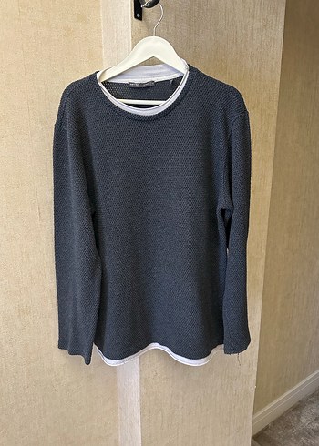 Gri Erkek Triko Bisiklet Yaka Kazak - Görsel 5