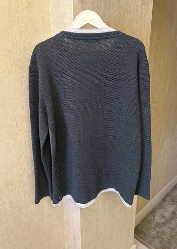 Gri Erkek Triko Bisiklet Yaka Kazak - Görsel 2