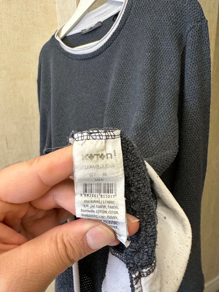 Gri Erkek Triko Bisiklet Yaka Kazak - Görsel 4