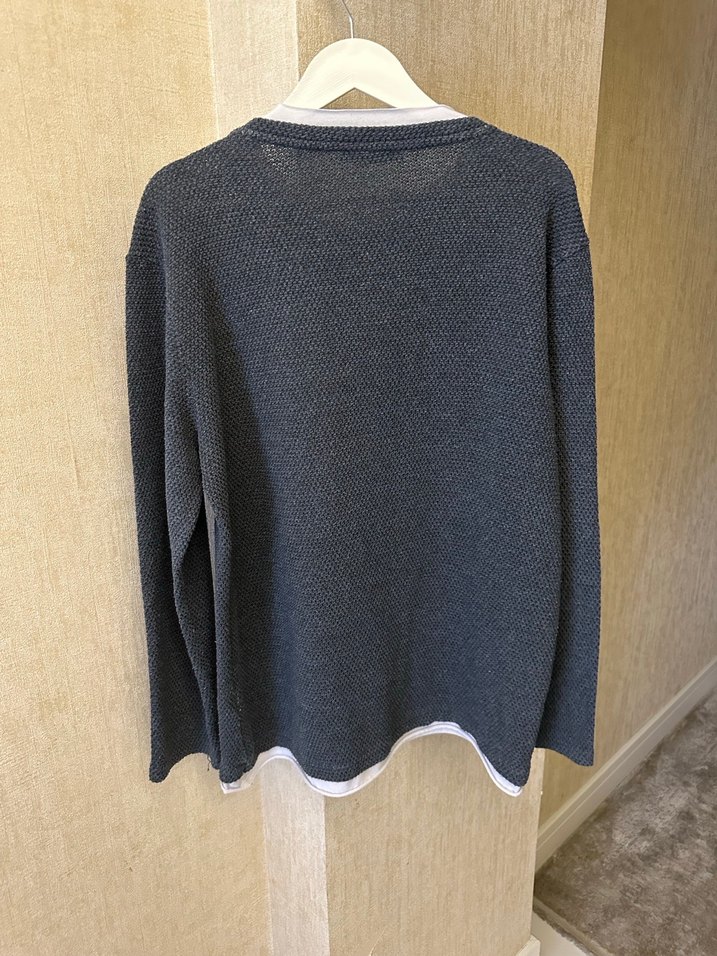 Gri Erkek Triko Bisiklet Yaka Kazak - Görsel 2