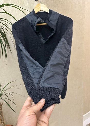 HUGO BOSS Marka Gri Yarım Fermuarlı Örgü Yün Kazak - Görsel 5