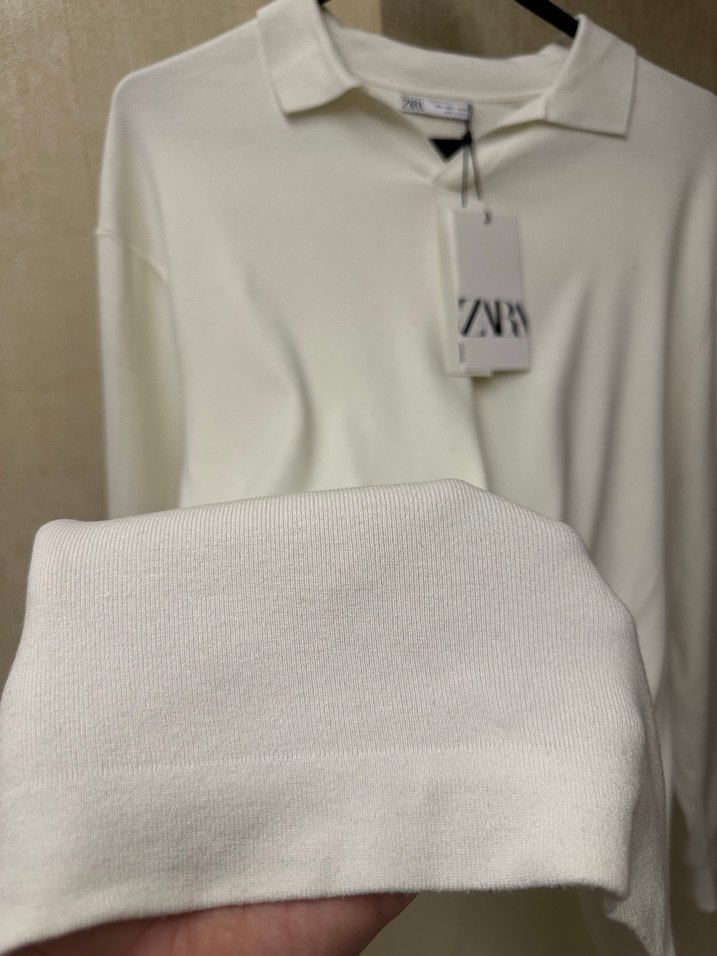 Zara Beyaz Düğmesiz  Erkek Sweatshirt - Görsel 2