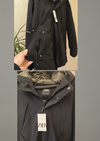 Zara Marka Siyah Kapüşonlu Erkek Mont - Görsel 11