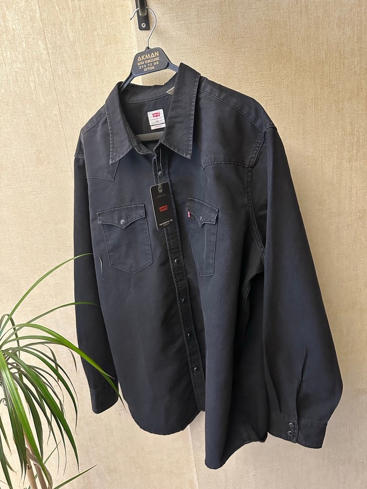 Levis Marka Siyah Denim Erkek Uzun Kollu Gömlek - Görsel 5