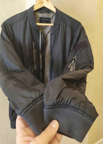 All Saints Marka Siyah Fermuarlı Rahat Kesim Erkek Ceket - Görsel 8