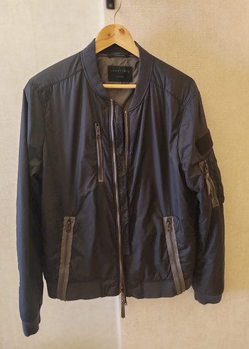 All Saints Marka Siyah Fermuarlı Rahat Kesim Erkek Ceket - Görsel 2