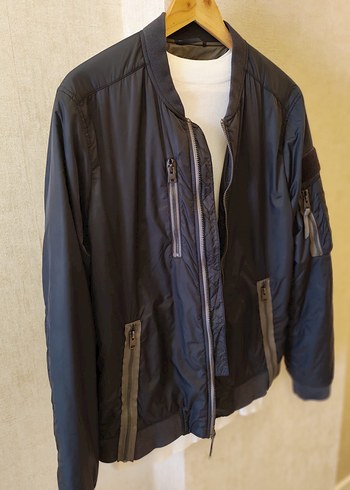 All Saints Marka Siyah Fermuarlı Rahat Kesim Erkek Ceket - Görsel 3