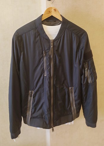 All Saints Marka Siyah Fermuarlı Rahat Kesim Erkek Ceket - Görsel 4