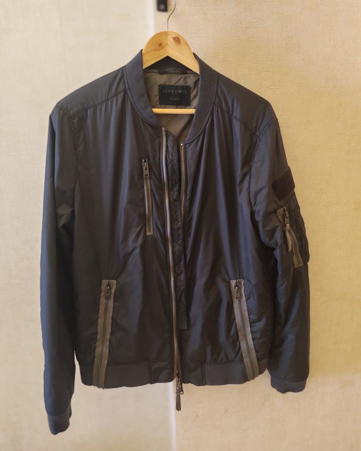 All Saints Marka Siyah Fermuarlı Rahat Kesim Erkek Ceket - Görsel 2