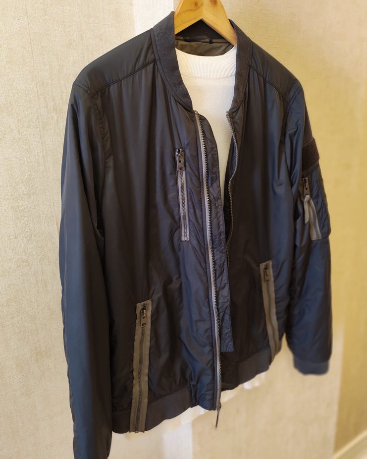 All Saints Marka Siyah Fermuarlı Rahat Kesim Erkek Ceket - Görsel 3