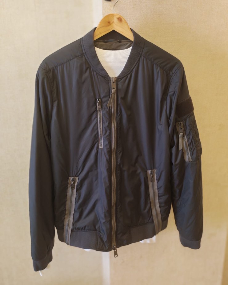 All Saints Marka Siyah Fermuarlı Rahat Kesim Erkek Ceket - Görsel 4