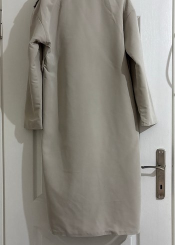 Bej Uzun Keten Kadın Trençkot - Görsel 2