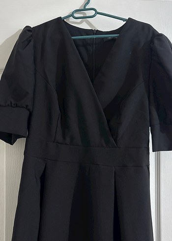 Siyah V Yaka Midi Goth Mezuniyet Elbisesi - Görsel 2