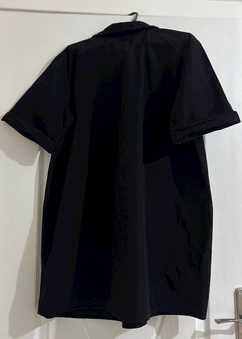 Düğmeli Siyah Kısa Kollu elbise - Görsel 2