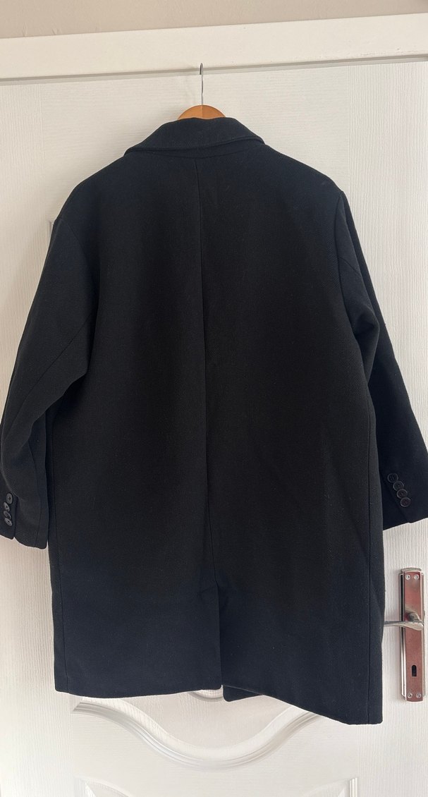 Siyah Klasik Çift Düğmeli Kaban - Görsel 2