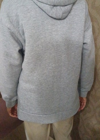 Gri Fermuarlı Kadın Sweatshirt hırka - Görsel 2