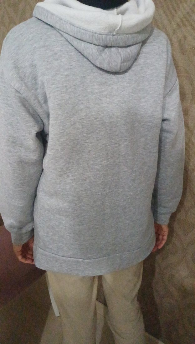 Gri Fermuarlı Kadın Sweatshirt hırka - Görsel 2