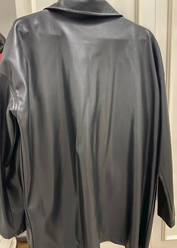 Düğmeli Siyah Deri Kadın Ceket - Görsel 2