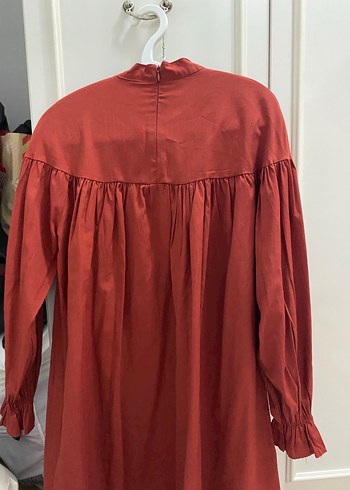 Kırmızı Bohem Uzun Kollu Keten Tunik - Görsel 2