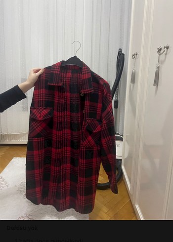 Kırmızı Kareli Kadın Kışlık Mont - Görsel 2