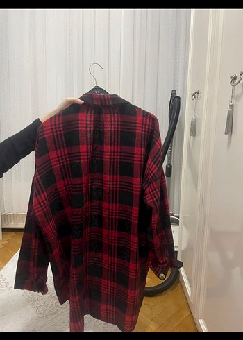 Kırmızı Kareli Kadın Kışlık Mont - Görsel 3